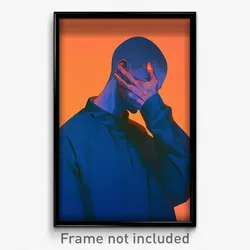 Art Poster - Man Feeling Mystified Wearing Acclaimed Long Sleeves (Art Print)