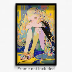 Anime Art Poster - Girl Feeling Indifference, Golden White Legwear (Print)