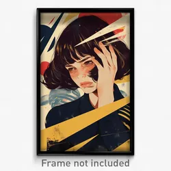 Movie Art Poster - Girl Feeling Upset, Zany Yellow Necktie (Retro Film Print)