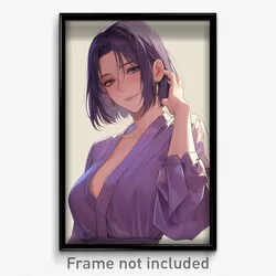 Anime Art Poster - Girl Feeling Self Motivated, Voluminous Purple Shirt (Print)