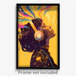 Spanish Movie Poster - Woman Feeling Triumphant, Majestic Headphones (Art Print)