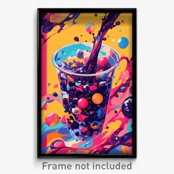 Art Poster - Warped Boba Tea (Psychedelic Trippy Weird 11x17 Print)