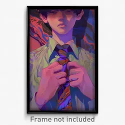 Art Poster - Man Feeling Moody Wearing Adorable Adjusting Necktie (Art Print)
