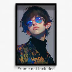 Art Poster - Boy Feeling Self Understanding, Silky Blue Tinted Eyewear (Print)