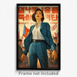 Korean Movie Poster - Woman Feeling Eagerness, Thoughtful Pant Suit (Art Print)