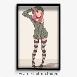 Art Poster - Girl Feeling Mad Wearing Noteworthy Striped Legwear (Art Print)