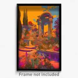 Art Poster - Cluttered Garden (Psychedelic Trippy Weird 11x17 Cartoon Print)