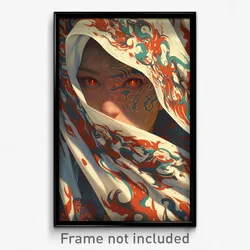 Art Poster - Girl Feeling Outrage Wearing Jagged White Sarong (Art Print)