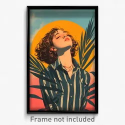 Spanish Movie Poster - Girl Feeling Calm, Quaint Pinstripe Shirt (Art Print)