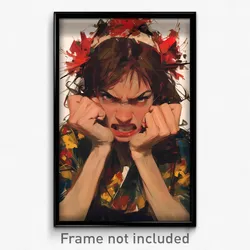 Art Poster - Woman Feeling Aggressive Wearing Flowery Headband (Print)