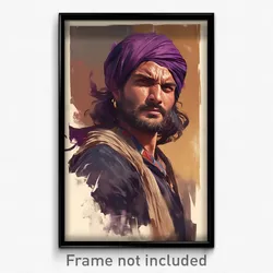 Bollywood Movie Poster - Man Feeling Self Pity, Violet Pirate Hat (Art Print)