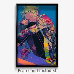 Anime Art Poster - Boy Feeling Disheartened Wearing Scholarly Cardigan (Print)