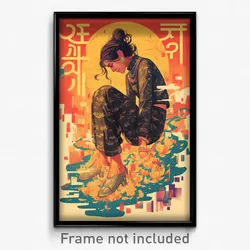 Bollywood Movie Poster - Girl Feeling Happiness, Glorious Brown Footwear (Print)