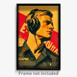 German Movie Poster - Man Feeling Confident, Noteworthy Headphones (Art Print)