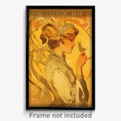 French Movie Poster - Woman Feeling Ambivalence, Metallic Tail Ribbon (Print)