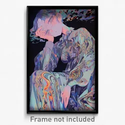 Anime Art Poster - Woman Feeling Miserliness Wearing Drab Nightgown (Print)