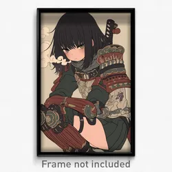 Anime Art Poster - Girl Feeling Restlessness Wearing Cluttered Armor (Print)