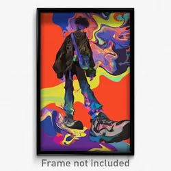 Art Poster - Boy Feeling Surprise Wearing Unique Grey Legwear (Art Print)
