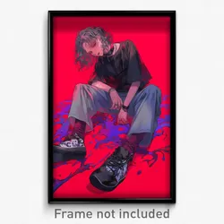 Anime Art Poster - Boy Feeling Pessimism Wearing Cherry Grey Pants (Print)