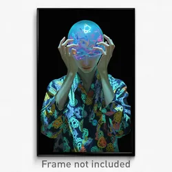 Anime Art Poster - Man Feeling Indignant Wearing Glossy Aqua Headwear (Print)
