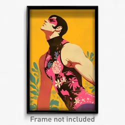 Bollywood Movie Poster - Man Feeling Submissive. Sleeveless Turtleneck Leotard