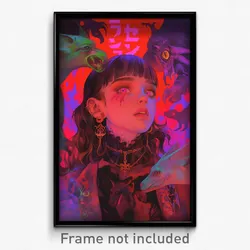 Icelandic Movie Poster - Girl Feeling Fright, Noteworthy Red Scrunchie (Print)