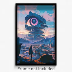 Movie Art Poster - Blue Outpost (Psychedelic Trippy Retro Cartoon Film Print)