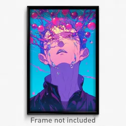 Art Poster - Man Feeling Numb Wearing Purple Cherry Hair Ornament (Print)