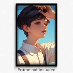 Anime Art Poster - Boy Feeling Calm Wearing Luxurious Cabbie Hat (Print)