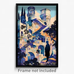 Greek Movie Poster - Stained Fortifications (Greece Retro Film Art Print)