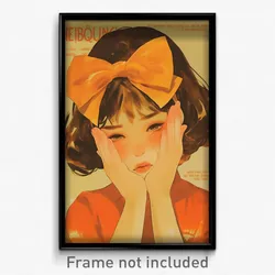 Vietnamese Movie Poster - Girl Feeling Sorrow, Antique Orange Bow (Art Print)