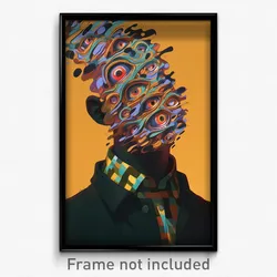 Art Poster - Man Feeling Eagerness Wearing Orderly Grey Headwear (Art Print)