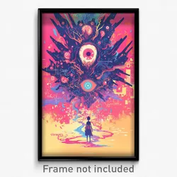 Art Poster - Pink Matrix (Psychedelic Trippy Weird 11x17 Cartoon Print)