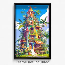 Art Poster - Animated Villa (Psychedelic Trippy Weird 11x17 Print)
