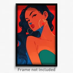 Art Poster - Woman Feeling Spite Wearing Acceptable Heart Earrings (Print)