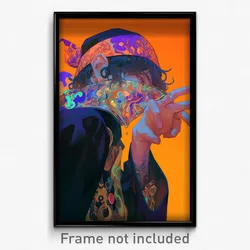 Anime Art Poster - Man Feeling Lonely Wearing Glass Pirate Hat (Print)