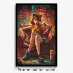 Korean Movie Poster - Girl Feeling Dismay, Taut Black Scrunchie (Art Print)