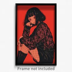 Art Poster - Girl Feeling Uneasiness Wearing Wiry Goth Clothes (Art Print)