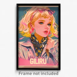 Icelandic Movie Poster - Girl Feeling Self Motivated, Whimsical Holding Ribbon