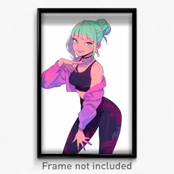 Anime Art Poster - Girl Feeling Happiness Wearing Amazing Leggings (Print)