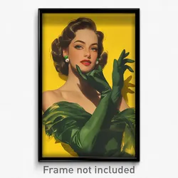 Spanish Movie Poster - Woman Feeling Pleased, Famous Green Gloves (Art Print)