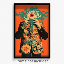 Mexican Movie Poster - Man Feeling Triumphant, Creative Orange Jacket (Print)