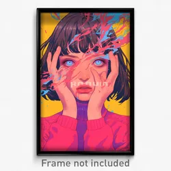 Movie Art Poster - Girl Feeling Loathing, Nice Pink Shirt (Retro Film Print)