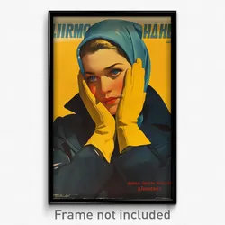 Icelandic Movie Poster - Girl Feeling Unsure, Blue Yellow Gloves (Art Print)