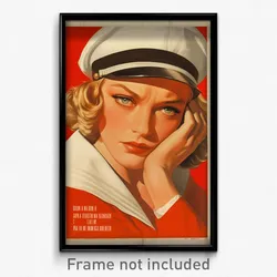 German Movie Poster - Woman Feeling Vengeful, Realistic Sailor Hat (Art Print)