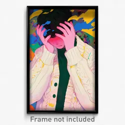 Anime Art Poster - Man Feeling Upset Wearing Gloomy White Cardigan (Print)