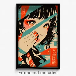 Chinese Movie Poster - Girl Feeling Longing, Thoughtful Diagonal Striped Necktie