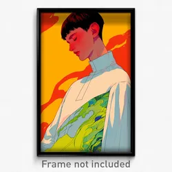 Art Poster - Boy Feeling Hospitable Wearing Grandiose White Bodysuit (Print)