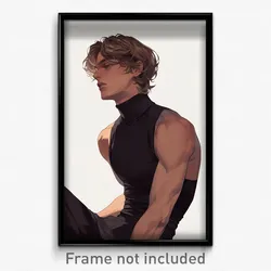 Art Poster - Man Feeling Insightful, Smooth Sleeveless Turtleneck Leotard
