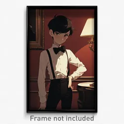 Anime Art Poster - Boy Feeling Gloomy Wearing Spectacular Black Bowtie (Print)